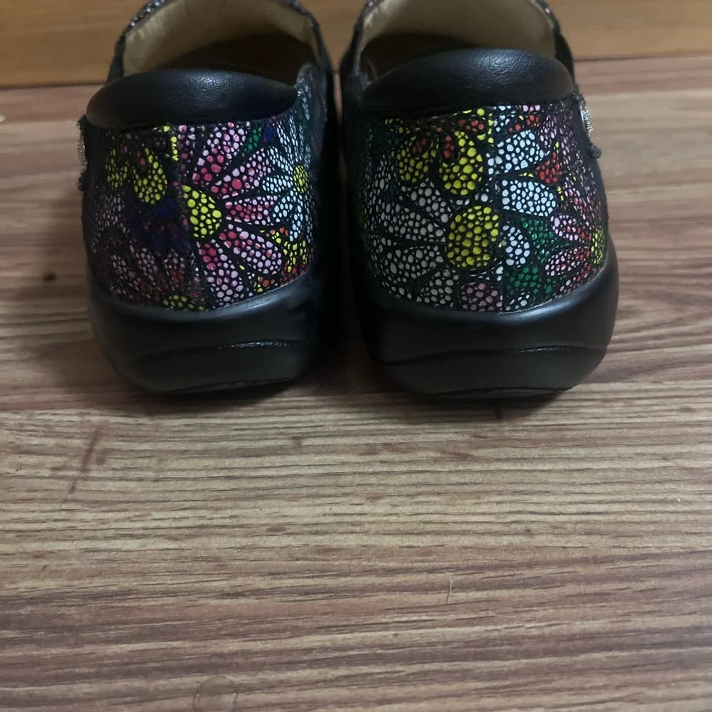 Alegria Black Multicolor Floral Slip-On Clogs with Mosaic Flowers - Picture 5 of 9